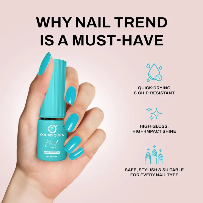 Colors Queen Nail Trend Glossy Nail Polish | Chip Resisting & Quick Drying Nail Paint with High Shine | 7 Toxin Free Formula | Vegan & Cruelty Free | Long Lasting & Vibrant Nail Paint for Women (Spring Stream, 13ml) thumbnail 4